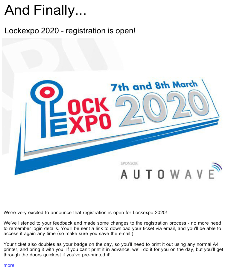Advert: https://www.locksandsecuritynews.com/pages/18101/lockexpo_2020_registration_is_open/